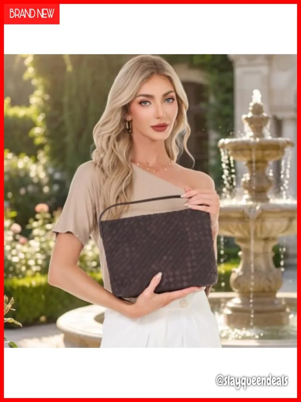 Woven PU Leather Hobo Shoulder Bag Crossbody Top Handle Tote